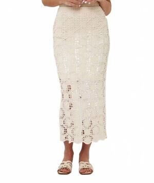 NEW ESQUALO midi crochet skirt in white